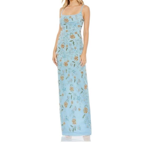 NEW Mac Duggal Hand Beaded Floral Gown with Beaded Spaghetti Straps 18 - Picture 1 of 16